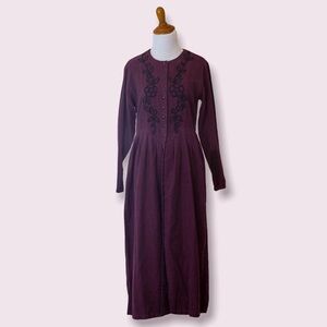 Embroidered Burgundy Maxi Dress